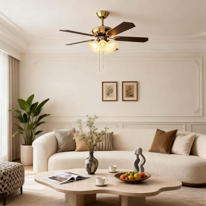 Quyllo Ceiling Fan Light | Modern French Glass Dining Room