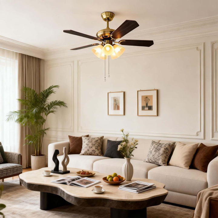 Quyllo Ceiling Fan Light | Modern French Glass Dining Room