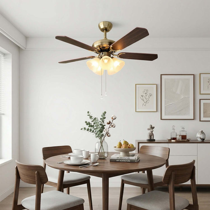 Quyllo Ceiling Fan Light | Modern French Glass Dining Room