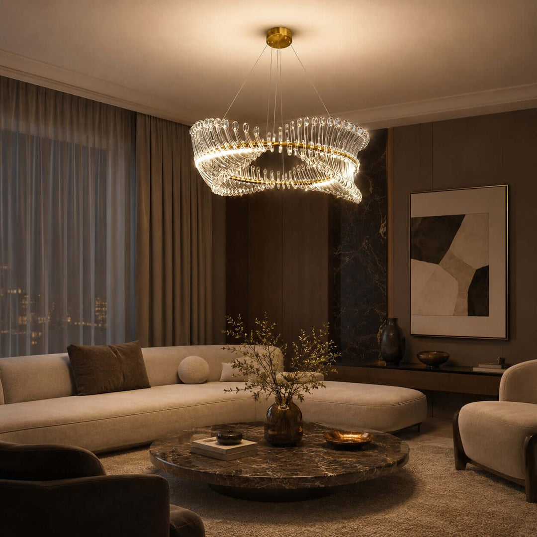 Ravelle Chandelier - Gold Acrylic Dining Room Ring Chandelier | Vinlighting