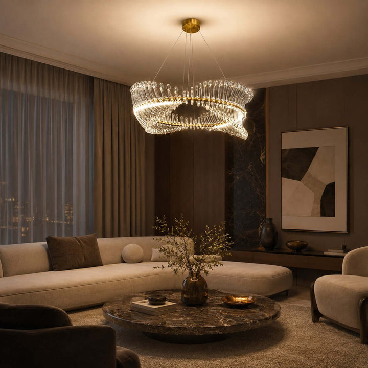 Ravelle Chandelier - Gold Acrylic Dining Room Ring Chandelier | Vinlighting