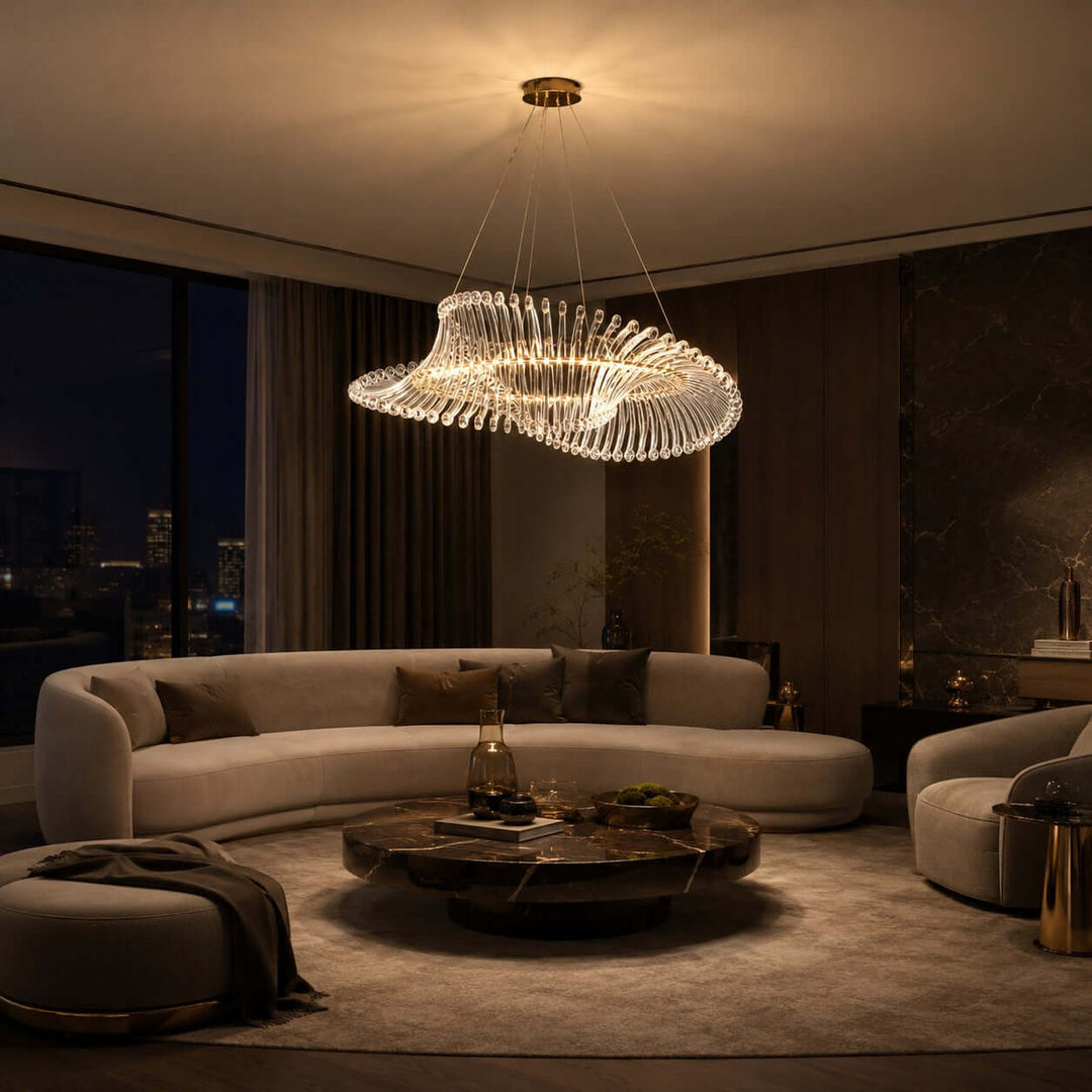 Ravelle Chandelier - Gold Acrylic Dining Room Ring Chandelier | Vinlighting