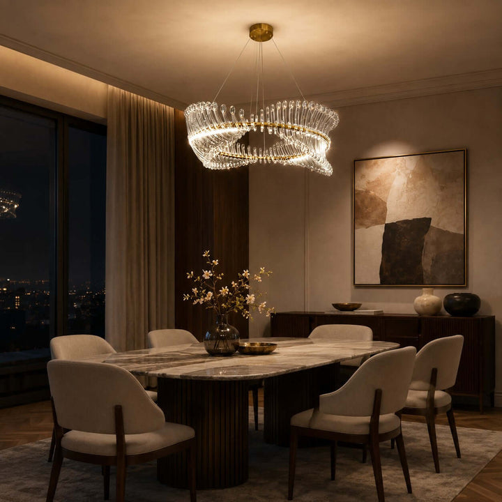 Ravelle Chandelier - Gold Acrylic Dining Room Ring Chandelier | Vinlighting