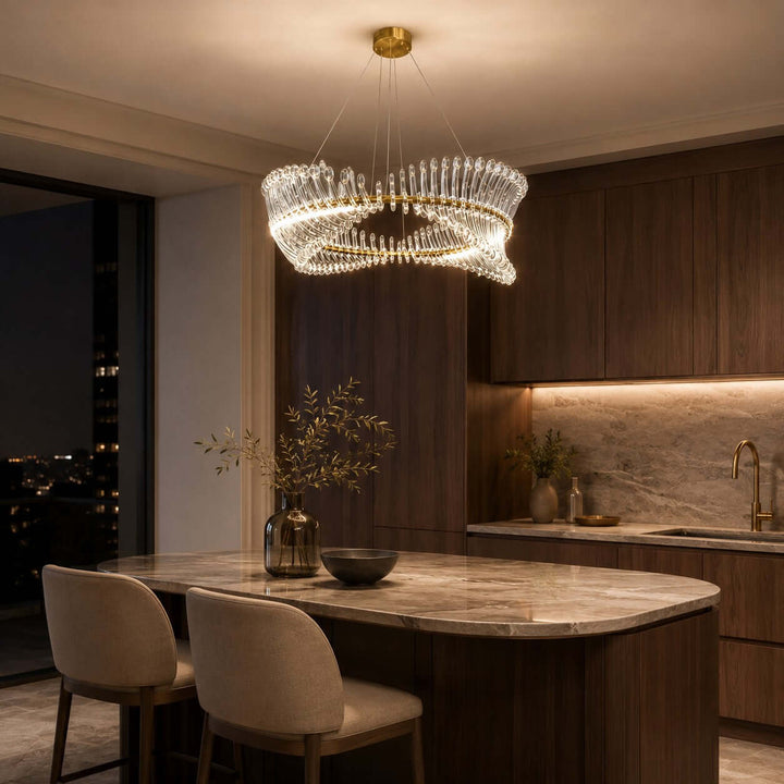 Ravelle Chandelier - Gold Acrylic Dining Room Ring Chandelier | Vinlighting