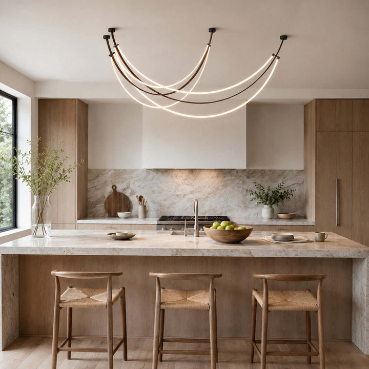 Rensley Modern Linear Chandelier for Dining Room or Kitchen Island
