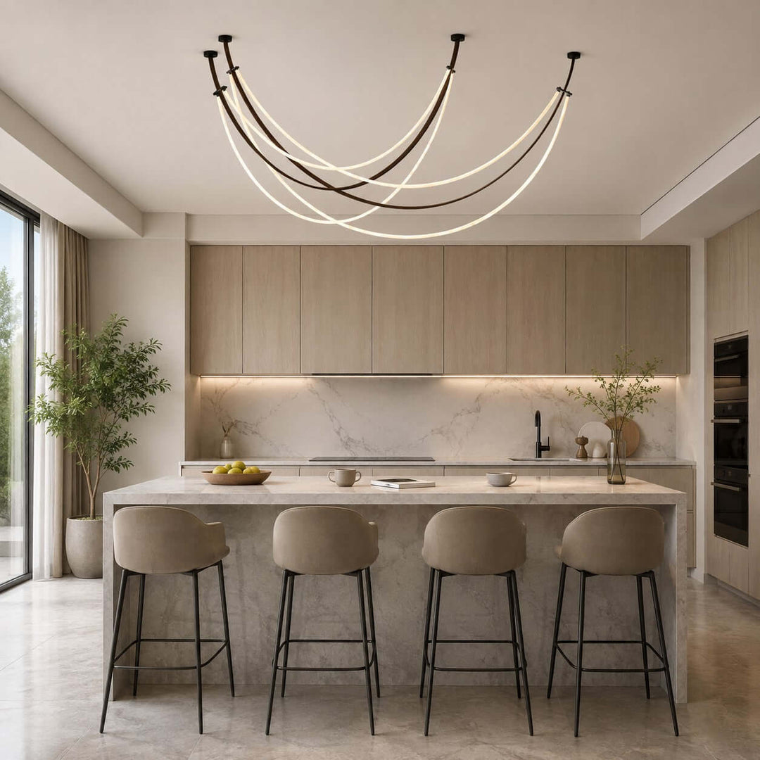 Rensley Modern Linear Chandelier for Dining Room or Kitchen Island