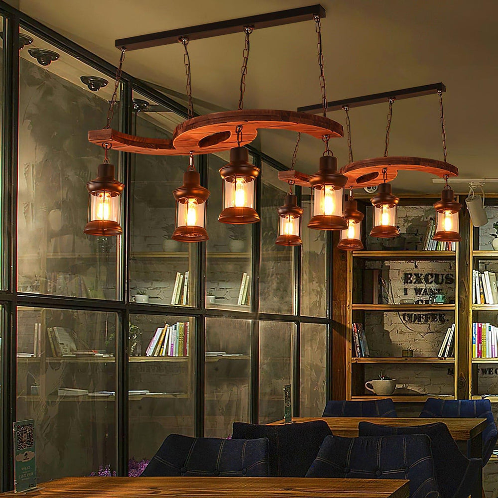 Retro Boat Wood Chandelier | Vintage Wooden Lighting for Spaces | Vinlighting | Vinlighting