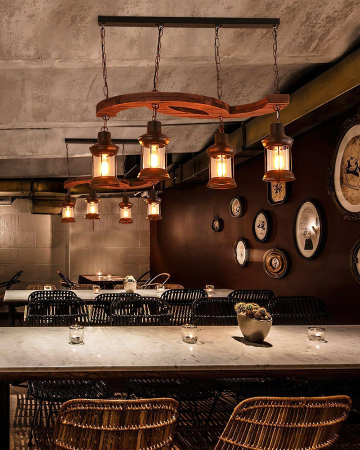 Retro Boat Wood Chandelier | Vintage Wooden Lighting for Spaces | Vinlighting | Vinlighting