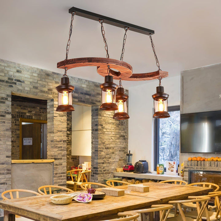 Retro Boat Wood Chandelier | Vintage Wooden Lighting for Spaces | Vinlighting | Vinlighting