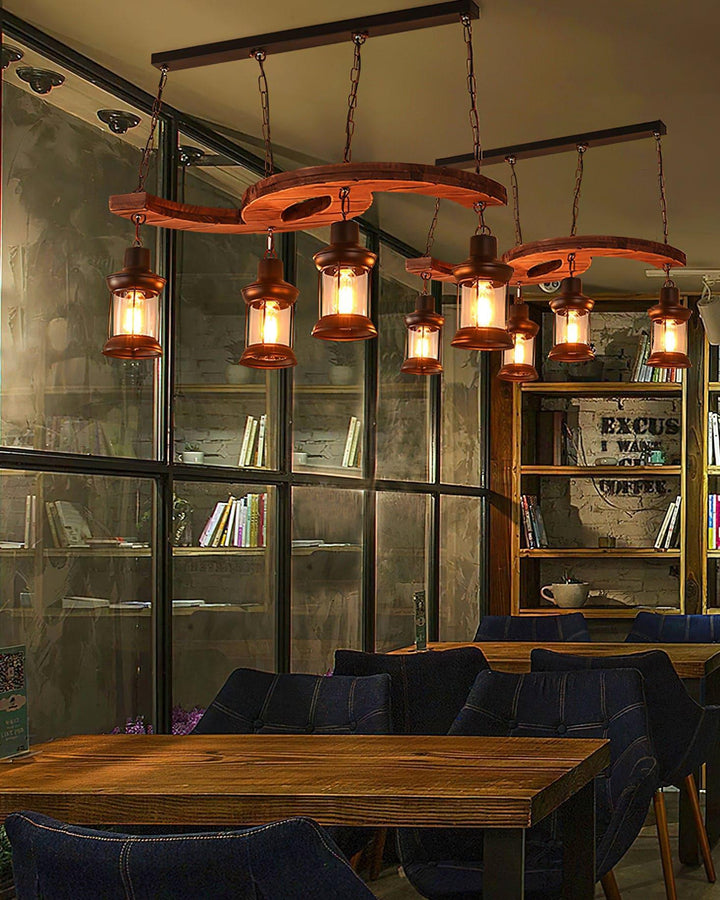 Retro Boat Wood Chandelier | Vintage Wooden Lighting for Spaces | Vinlighting | Vinlighting