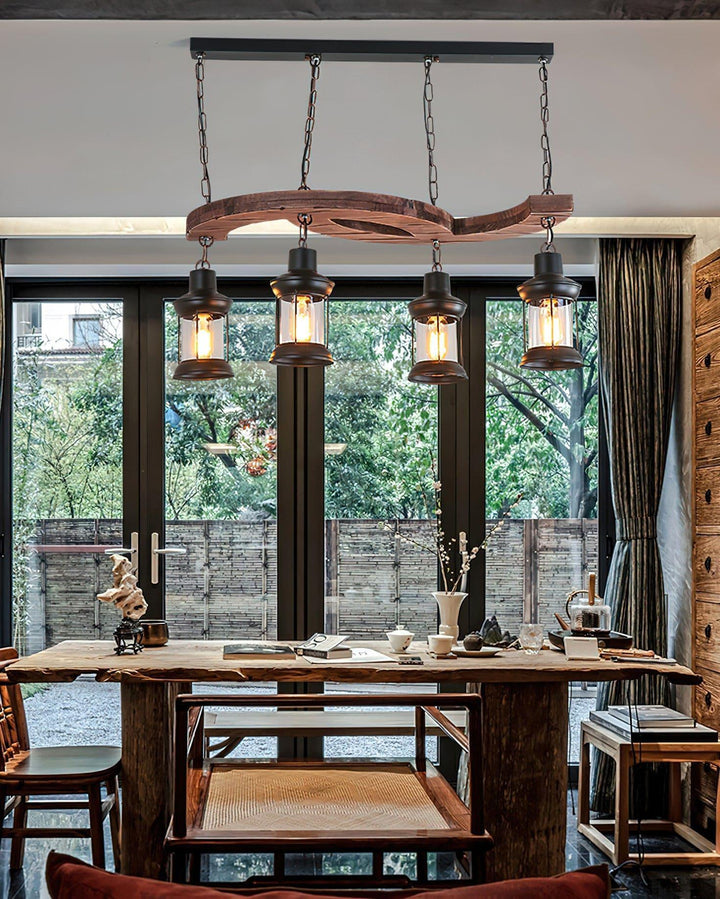 Retro Boat Wood Chandelier | Vintage Wooden Lighting for Spaces | Vinlighting | Vinlighting
