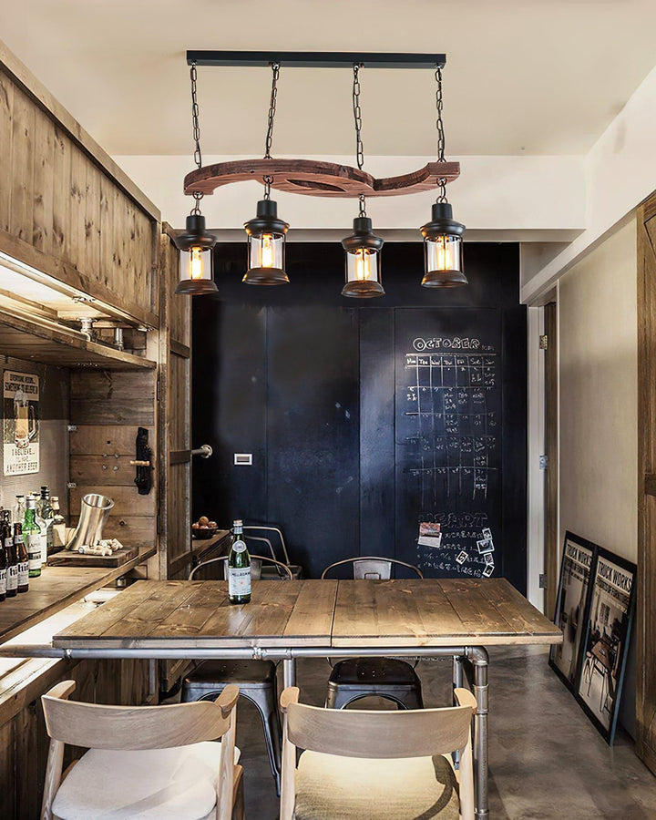 Retro Boat Wood Chandelier | Vintage Wooden Lighting for Spaces | Vinlighting | Vinlighting