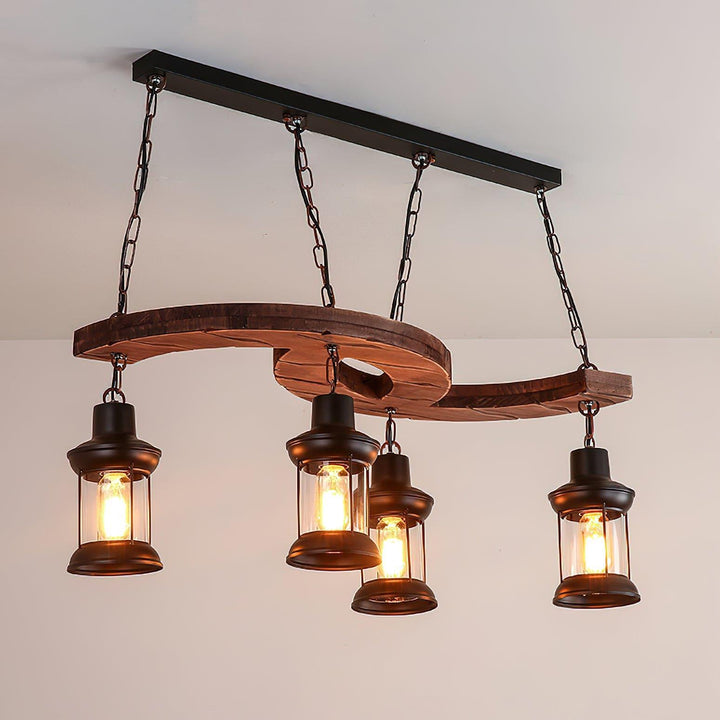 Retro Boat Wood Chandelier | Vintage Wooden Lighting for Spaces | Vinlighting | Vinlighting