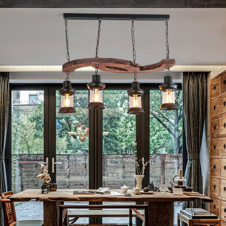 Retro Boat Wood Chandelier | Vintage Wooden Lighting for Spaces | Vinlighting | Vinlighting