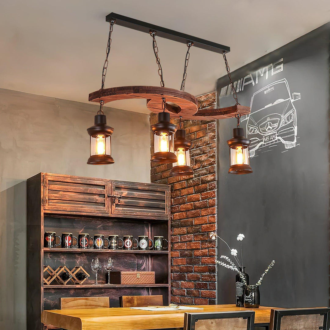 Retro Boat Wood Chandelier | Vintage Wooden Lighting for Spaces | Vinlighting | Vinlighting
