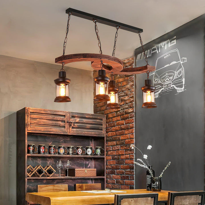 Retro Boat Wood Chandelier | Vintage Wooden Lighting for Spaces | Vinlighting | Vinlighting