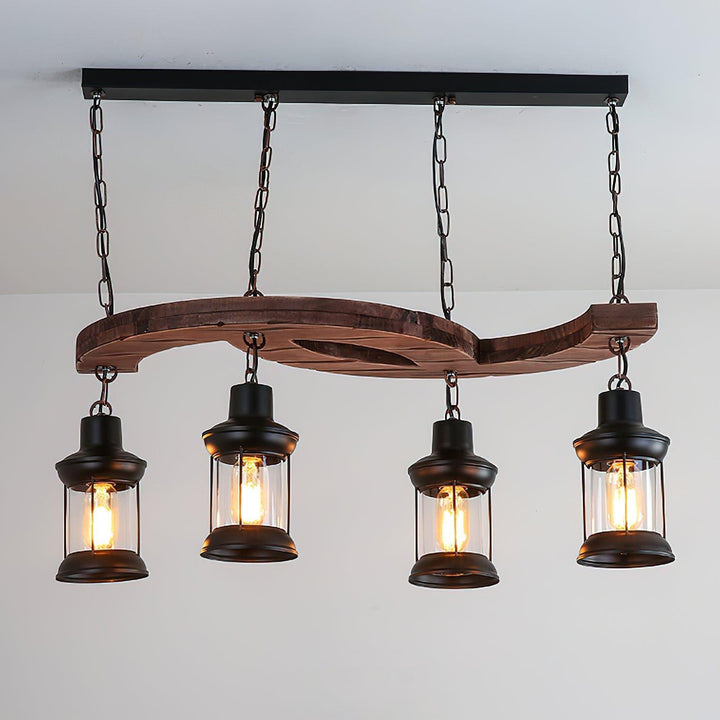 Retro Boat Wood Chandelier | Vintage Wooden Lighting for Spaces | Vinlighting | Vinlighting