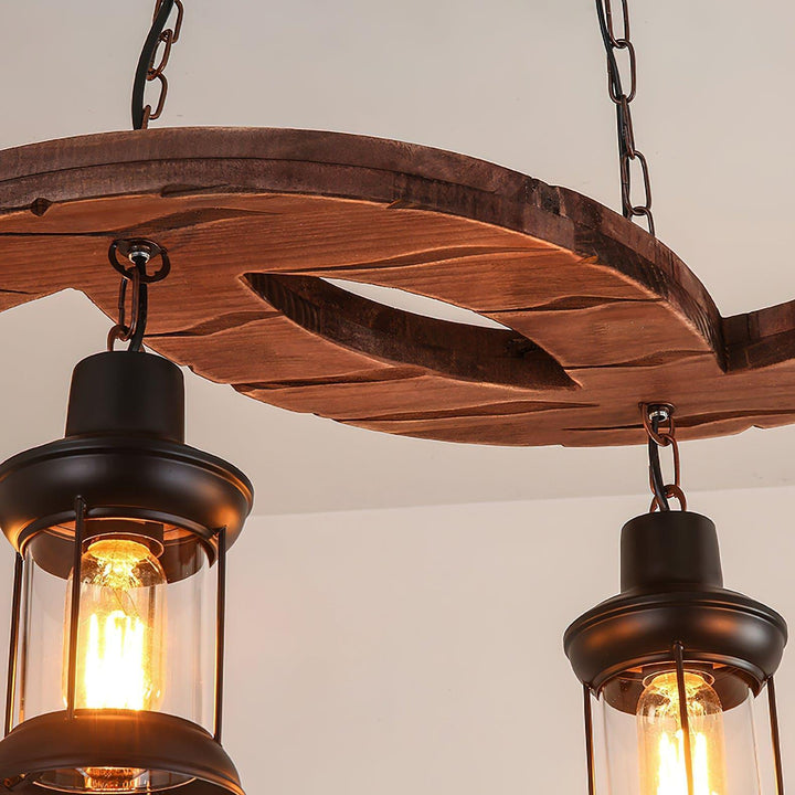 Retro Boat Wood Chandelier | Vintage Wooden Lighting for Spaces | Vinlighting | Vinlighting