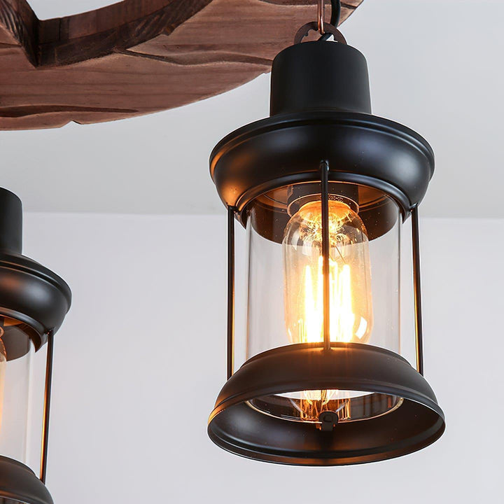 Retro Boat Wood Chandelier | Vintage Wooden Lighting for Spaces | Vinlighting | Vinlighting