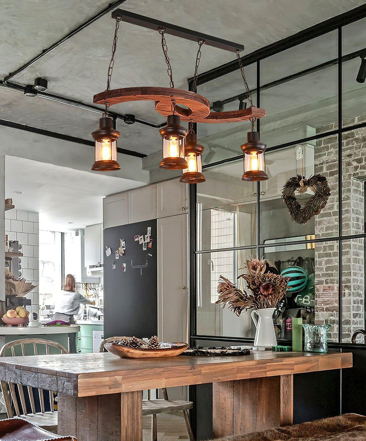 Retro Boat Wood Chandelier | Vintage Wooden Lighting for Spaces | Vinlighting | Vinlighting