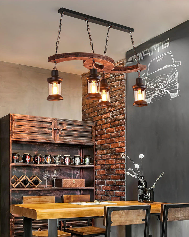 Retro Boat Wood Chandelier | Vintage Wooden Lighting for Spaces | Vinlighting | Vinlighting