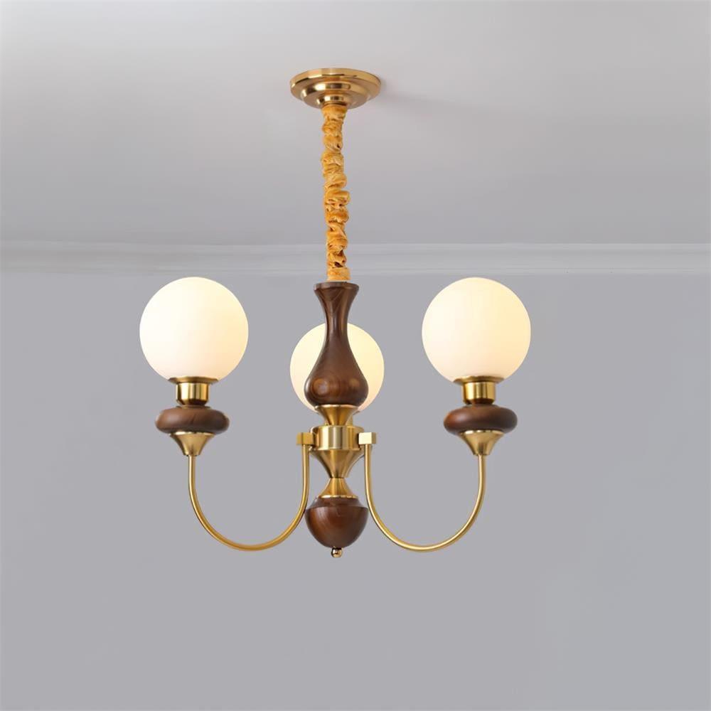Retro Monique Chandelier | Hand-Blown Glass & Wooden