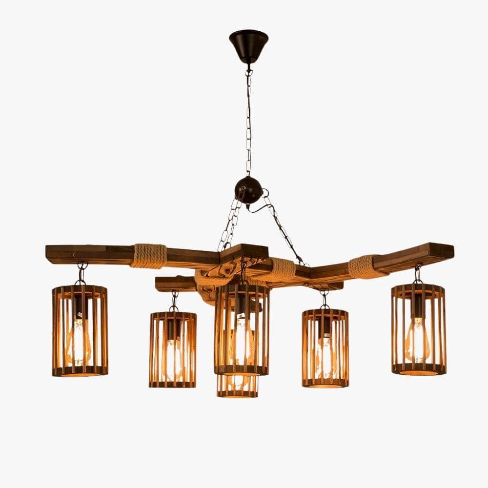 Retro Solid Wood Chandelier | Industrial & Timeless Lighting