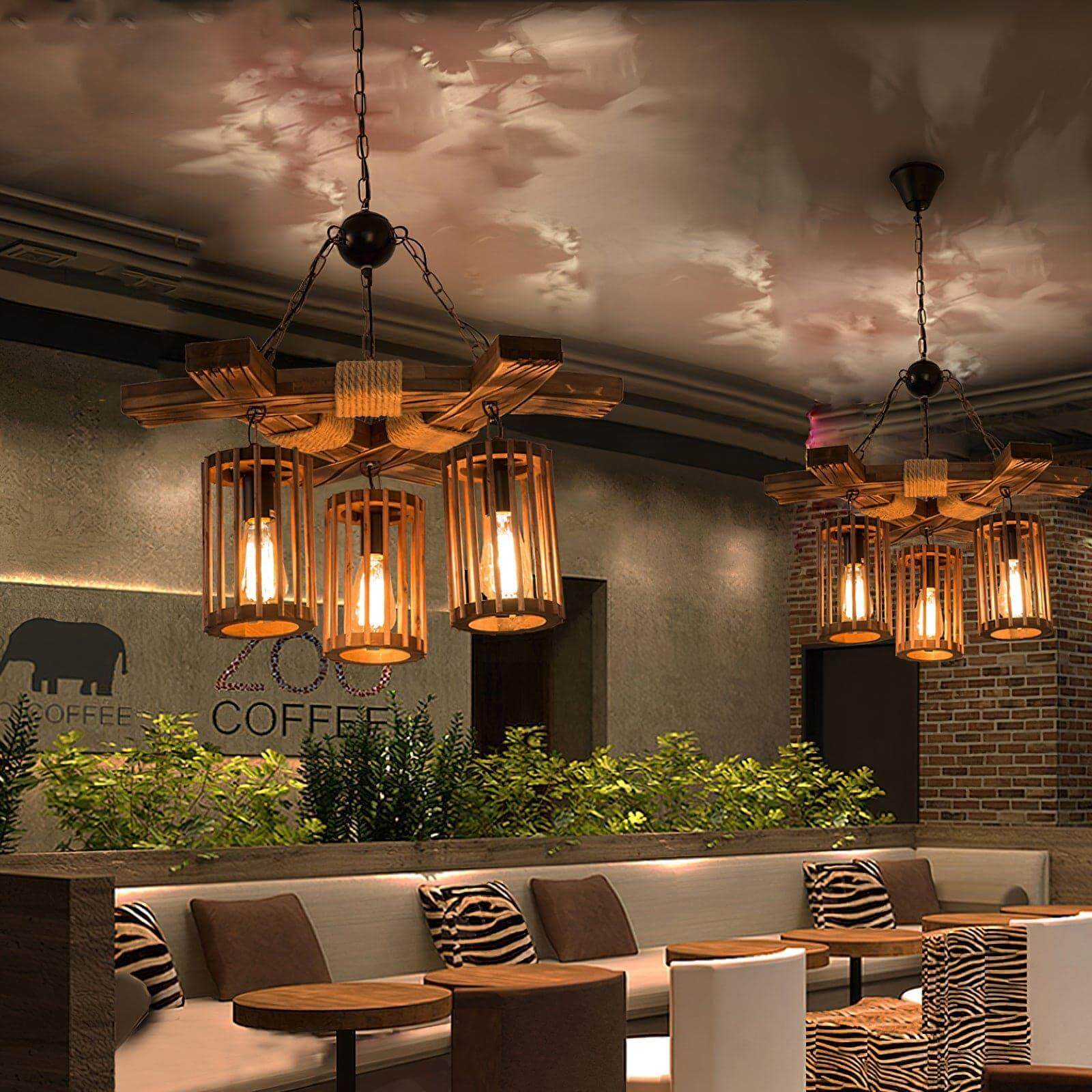 Retro Solid Wood Chandelier | Industrial & Timeless Lighting