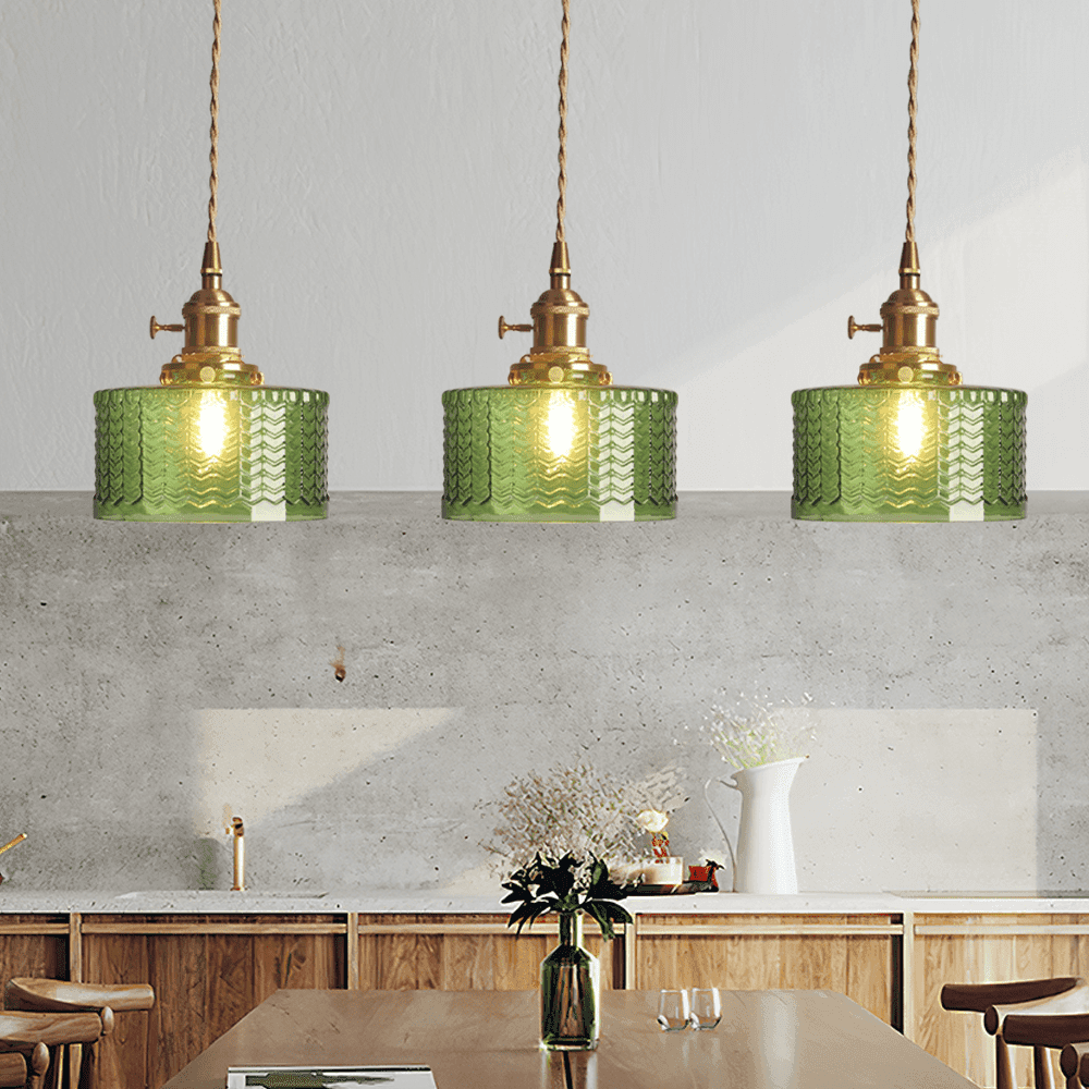 Retro Stained Glass Pendant Light - Rustic Hanging Lamp for Bathroom | Vinlighting | Vinlighting