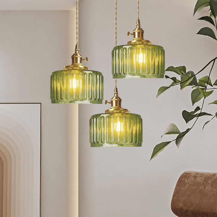 Retro Stained Glass Pendant Light - Rustic Hanging Lamp for Bathroom | Vinlighting | Vinlighting