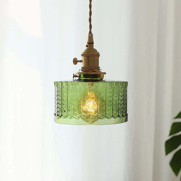 Retro Stained Glass Pendant Light - Rustic Hanging Lamp for Bathroom | Vinlighting | Vinlighting