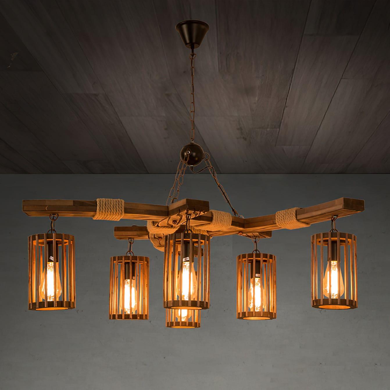 Retro Solid Wood Chandelier - Vinlighting