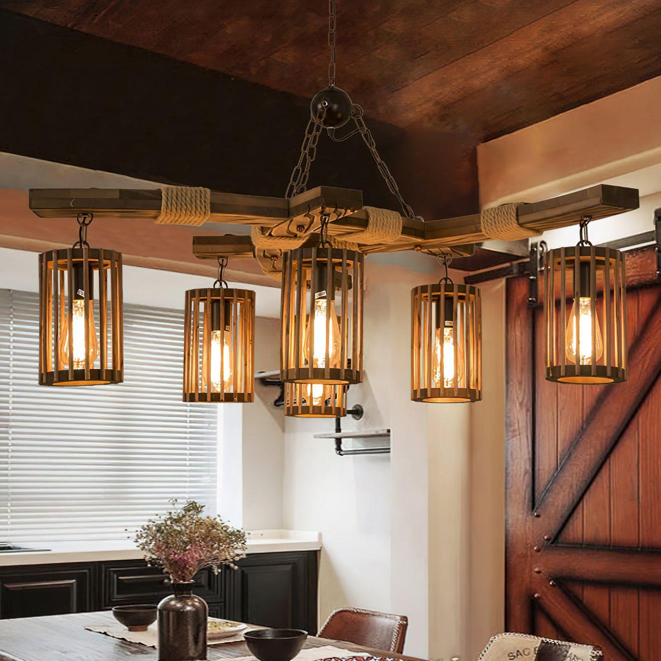 Retro Solid Wood Chandelier - Vinlighting