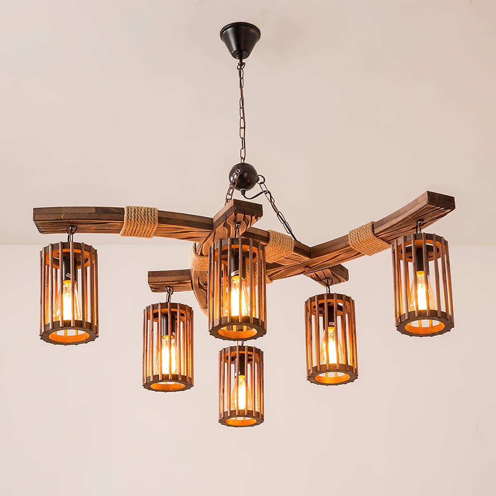 Retro Solid Wood Chandelier - Vinlighting