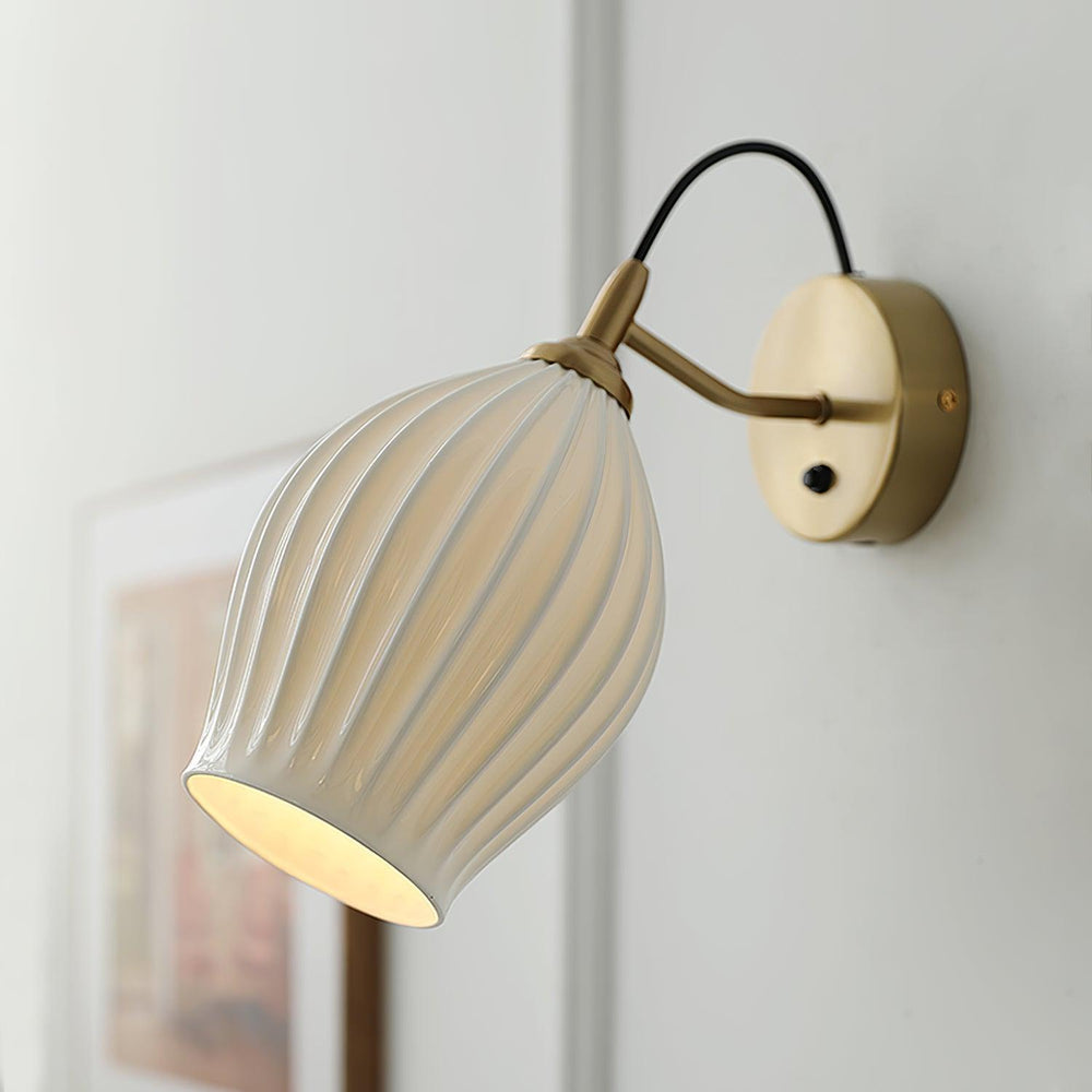Ribbed Ceramic Wall Light - Whie Sconce For Bedside | Vinlighting | Vinlighting | Vinlighting