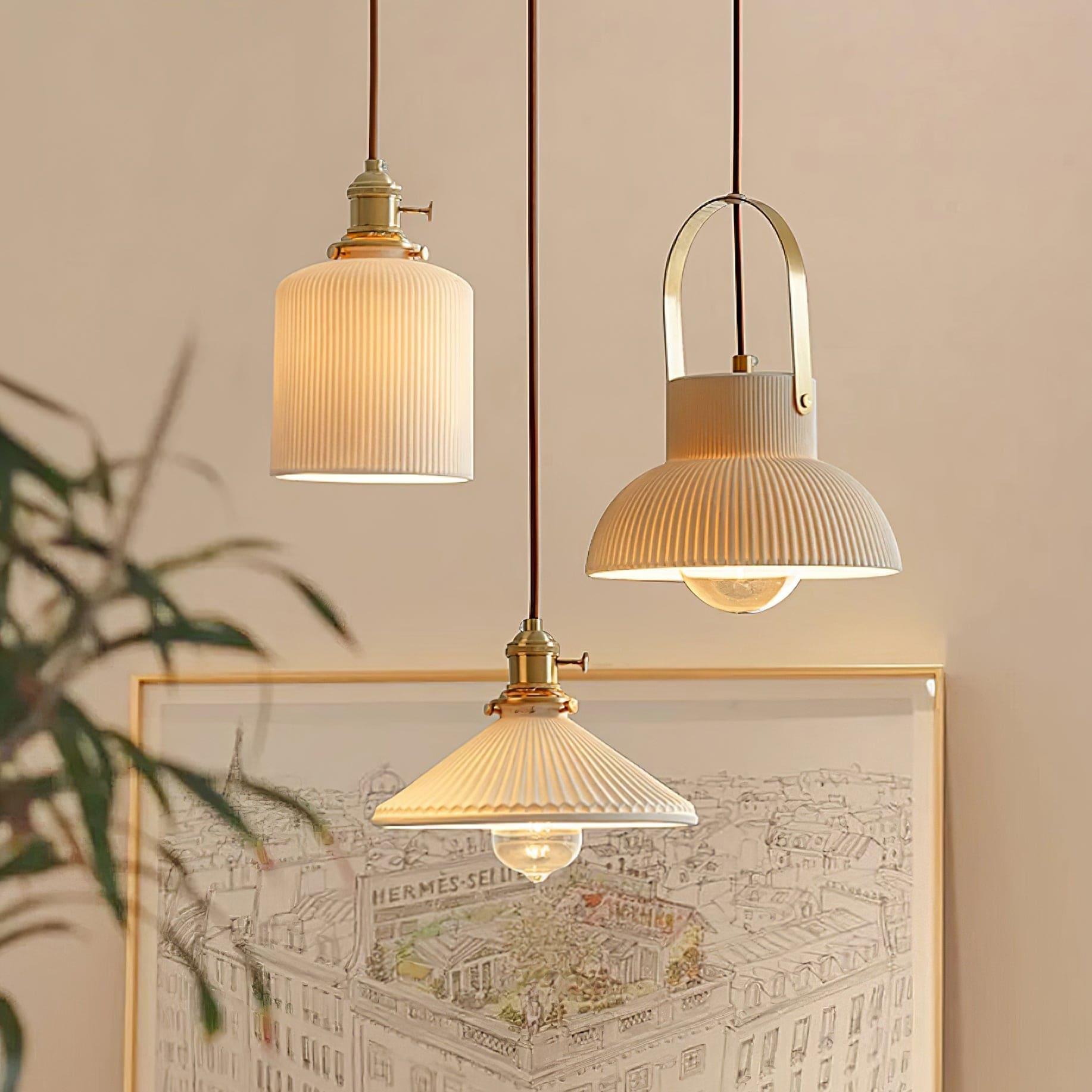 Ribbed Ceramic Pendant Lamp - Vinlighting