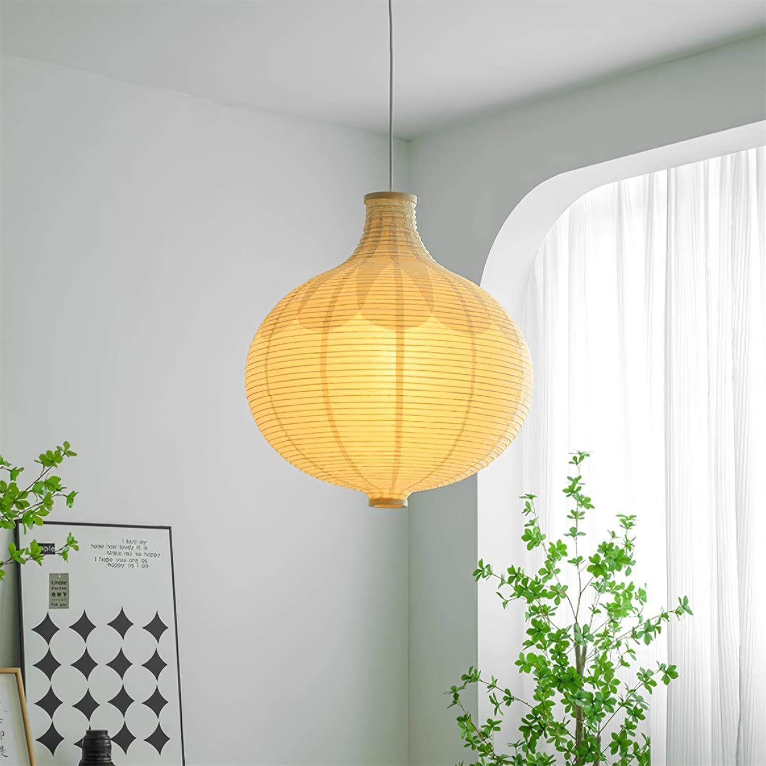 Rice Paper Globe Pendant Light | Hanging for Dining Room & Bedroom