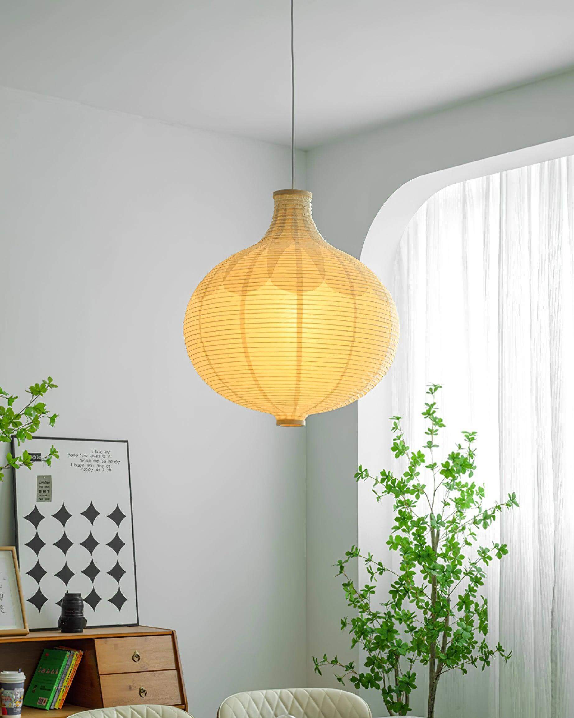 Rice Paper Globe Pendant Light | Hanging for Dining Room & Bedroom