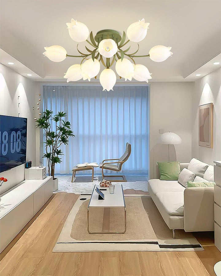 Ricko Ceiling Light – Cream Lily Flower Ceiling Fixture | Vinlighting | Vinlighting