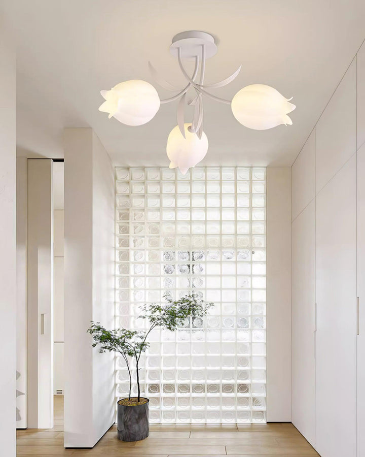 Ricko Ceiling Light – Cream Lily Flower Ceiling Fixture | Vinlighting | Vinlighting