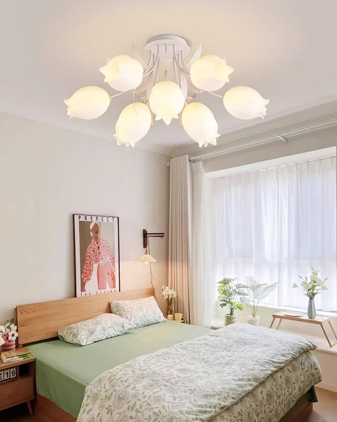 Ricko Ceiling Light – Cream Lily Flower Ceiling Fixture | Vinlighting | Vinlighting
