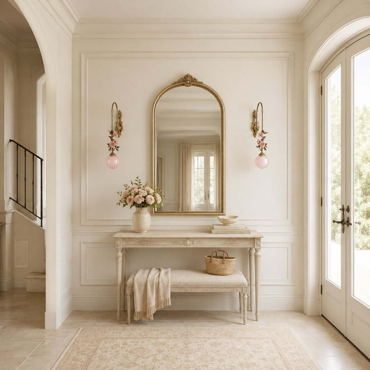 Rosaline Wall Sconce - French Pink Glass Vintage Wall Lighting | Vinlighting