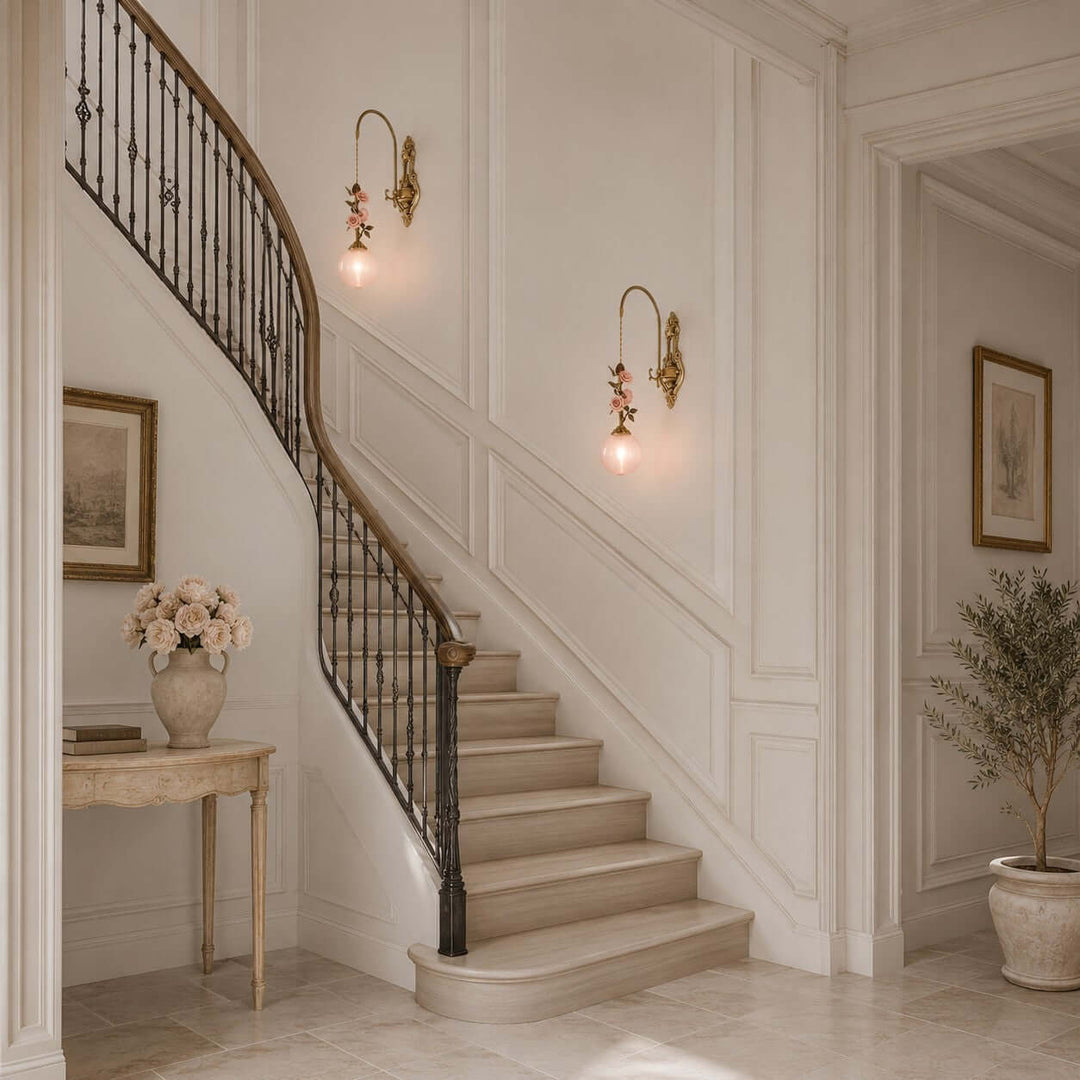 Rosaline Wall Sconce - French Pink Glass Vintage Wall Lighting | Vinlighting