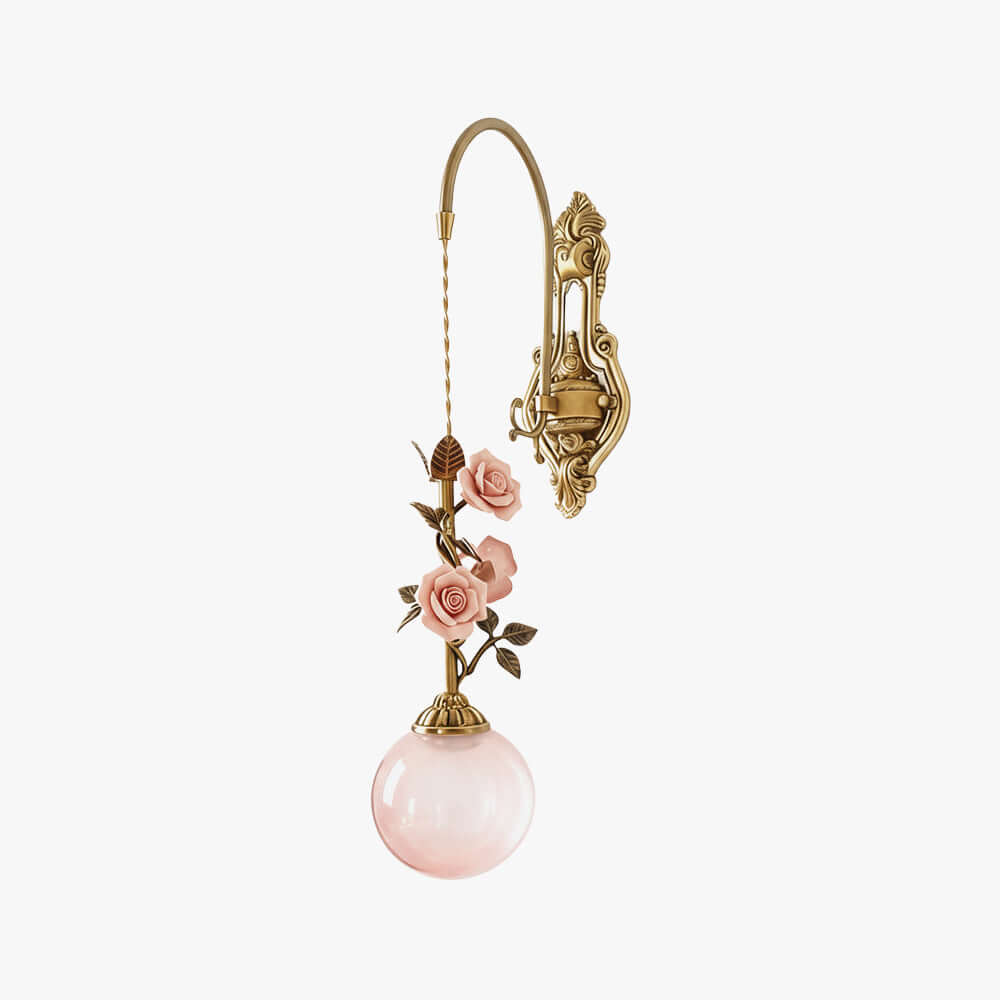 Rosaline Wall Sconce - French Pink Glass Vintage Wall Lighting | Vinlighting