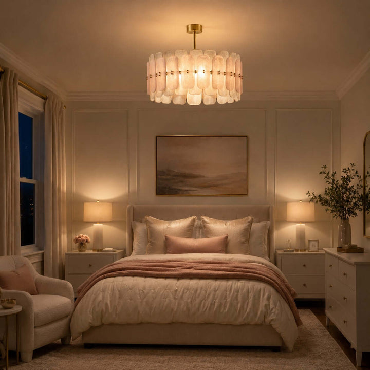 Roselle Chandelier - Glam Pink Glass Chandelier for Living Room