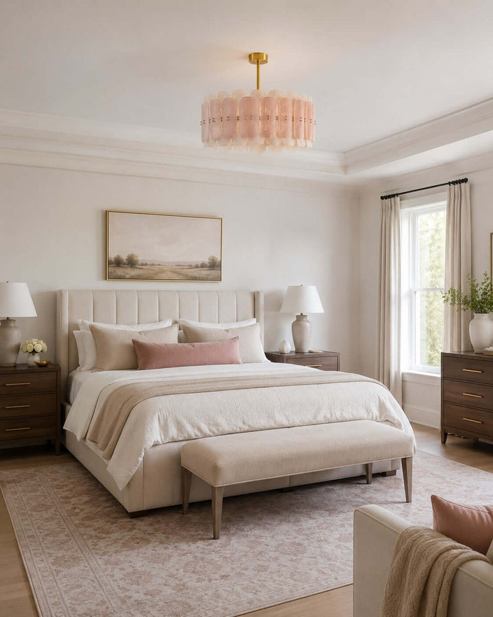 Roselle Chandelier - Glam Pink Glass Chandelier for Living Room