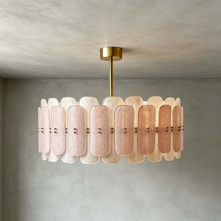 Roselle Chandelier - Glam Pink Glass Chandelier for Living Room