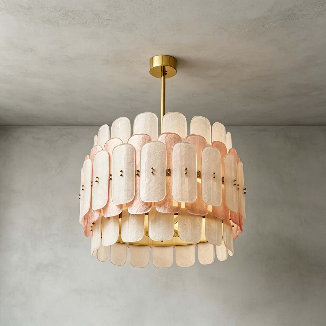 Roselle Chandelier - Glam Pink Glass Chandelier for Living Room