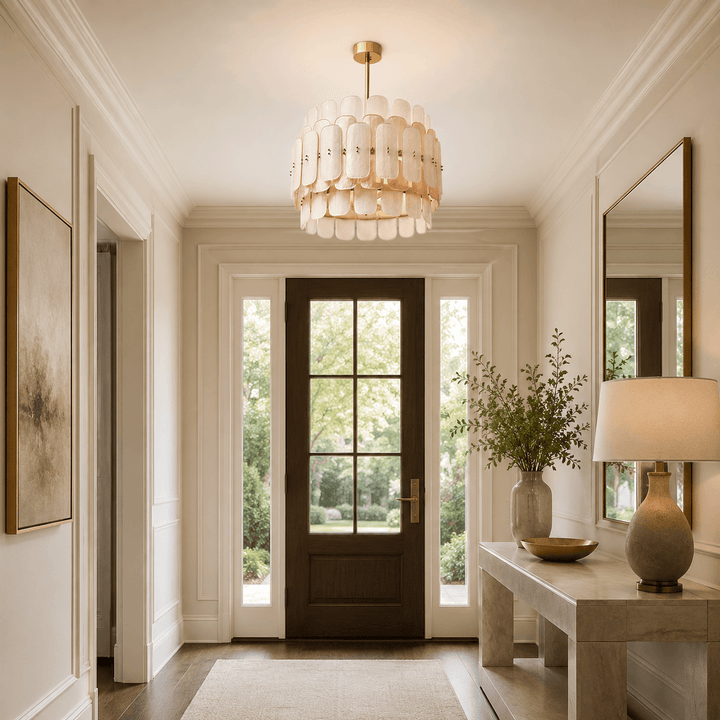 Roselle Chandelier - Glam Pink Glass Chandelier for Living Room