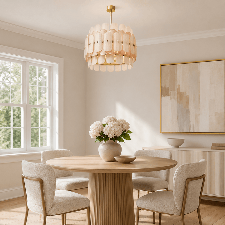 Roselle Chandelier - Glam Pink Glass Chandelier for Living Room
